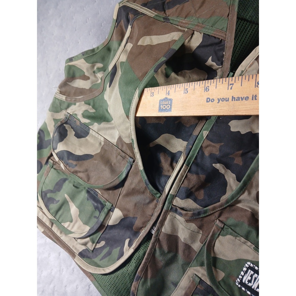 Master Sportsman Camo Hunting Vest Mens L Woodland Mesh Back Game Bag Utility - Picture 5 of 8